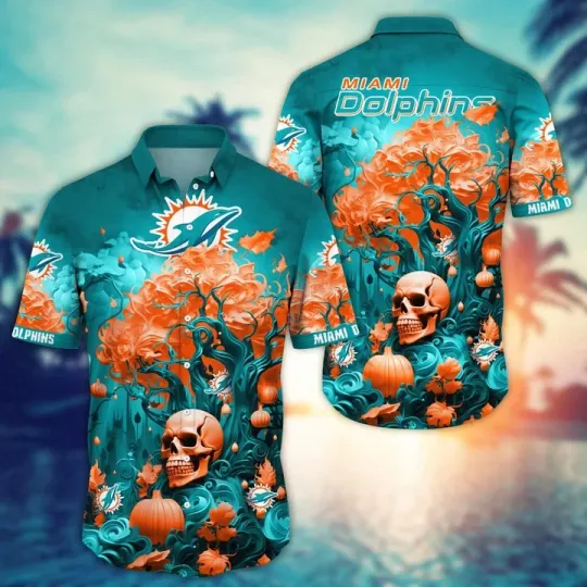 Discover Miami Dolphins Halloween Spirit Hawaiian Shirt Summer Aloha S-5XL