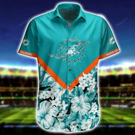 Discover Miami Dolphins Floral Victory Hawaiian Shirt Summer Aloha S-5XL