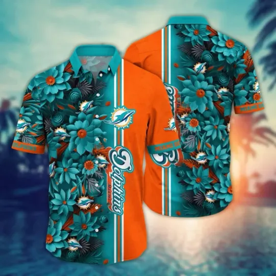 Discover Miami Dophiins Tropical Glory Hawaiian Shirt Summer Aloha, Gift for Fan