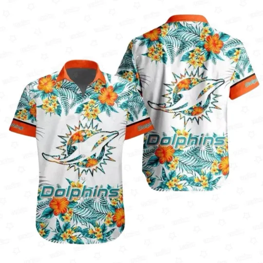 Discover Miami Dophiins Tropical Paradise Floral Hawaiian Shirt, Gift for Fan