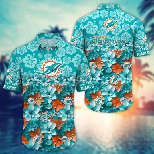 Discover Miami Dophiins Tropical Bloom Hawaiian Shirt Summer Aloha, Gift for Fan
