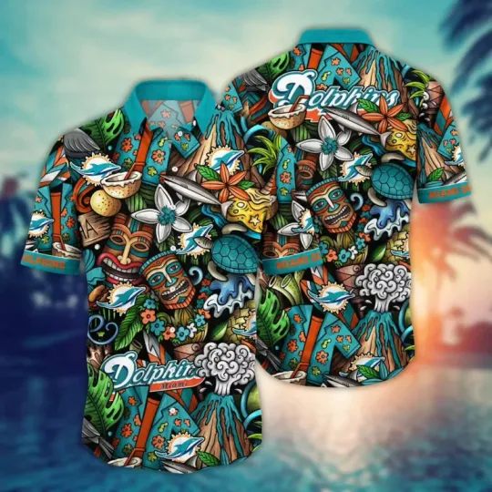 Discover Miami Dophiins Tiki Island Spirit Hawaiian Shirt Summer Aloha, Gift for Fan