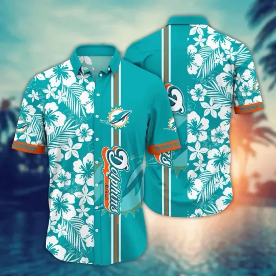 Discover Miami Dophiins Hibiscus Dreams Hawaiian Shirt Summer Aloha, Gift for Fan