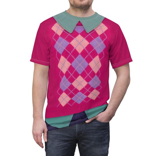 Boys Band Kpop Pink Argyle Cosplay Costume, Rapper Tee, K-Pop Idol Tee