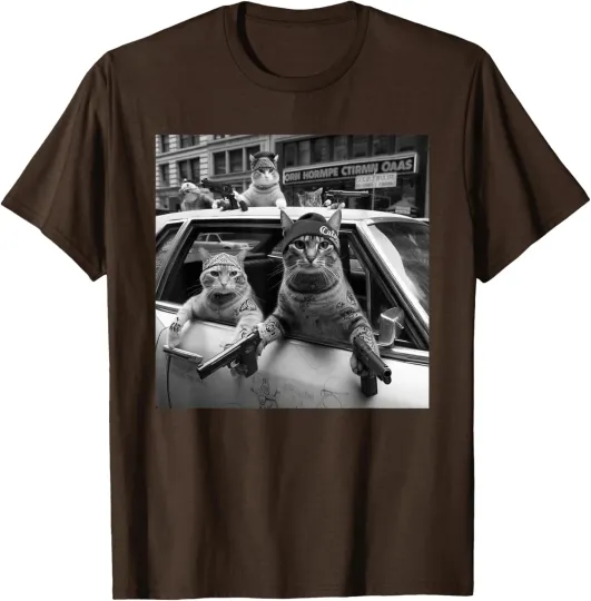 Discover Funny Gangster Cat T-Shirt Unisex Street Design