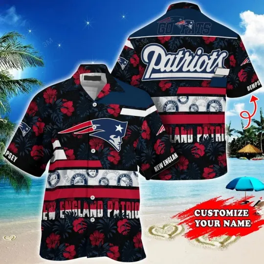 Discover Personalized New England Patriots Palm Paradise Hawaiian Shirt Unisex S-5XL