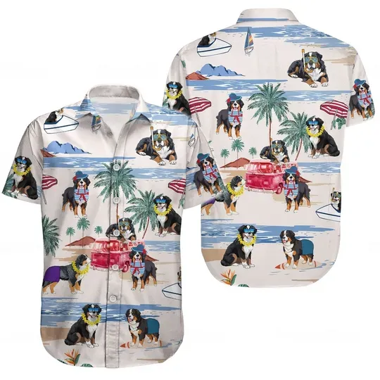Discover Bernese Mountain Hawaiian Shirt, Love Dog Shirt, Beach Party