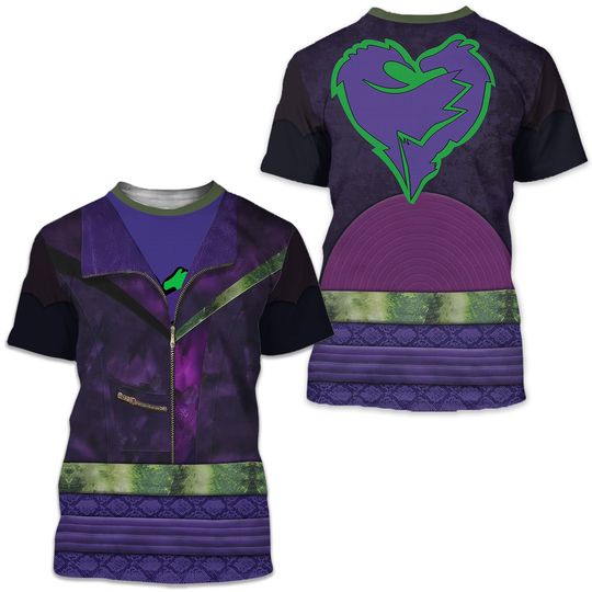 Mal Descendants 3 Hoodie Costume, Mal Descendants  All Over Print Shirt, Descendants Cosplay Costume Tee, Halloween Cosplay 3D T-Shirt
