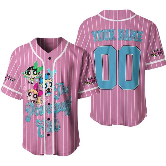 Personalized The Powerpuff Girls Baseball Jersey, Custom The Powerpuff Girls Jersey Shirt, The Powerpuff Girls Baseball Team Outfit