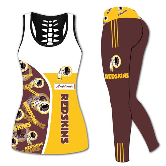 Personalized name – football Washington Redskins Hollow Tanktop Legging Set, Workout Clothes, Gift For Women
