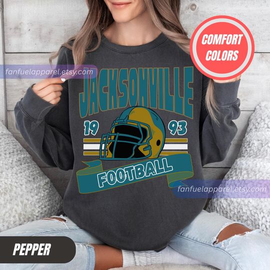 Discover Jacksonville Football Vintage Style Comfort Colors Crewneck Sweatshirt, Vintage Jacksonville Football Sweatshirt, Jaguars Sweatshirt FSC30