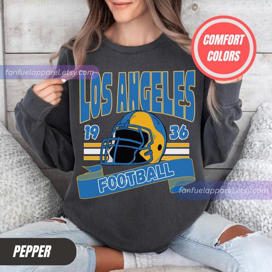 Discover Los Angeles Football Vintage Style Comfort Colors Sweatshirt,Los Angeles Football Crewneck,Los Angeles Football Sweatshirt Fan Gift FSC26