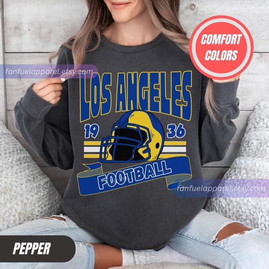 Discover Los Angeles Football Vintage Crewneck Sweatshirt T-Shirt, Game Day Pullover, Ram 90s Style Football Crew, Ram Fan Gift  FSC6