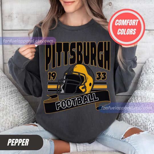 Discover Pittsburgh Football Comfort Colors Sweatshirt,Vintage Unisex Pittsburgh Crewneck,Gift for Football Fan, Oversized Pittsburgh Sweatshirt FS13