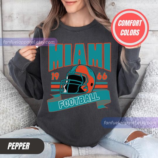 Discover Miami Football Vintage Style Comfort Colors Sweatshirt, Retro Miami Football Crewneck, Miami Football TShirt,Miami Football Gift FSC9