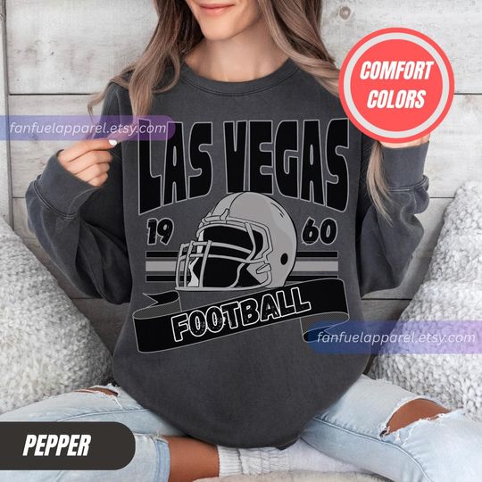 Discover Las Vegas Football Vintage Style Comfort Colors Crewneck Sweatshirt,Retro Las Vegas Football Shirt,Las Vegas Football Christmas Gift FSC10