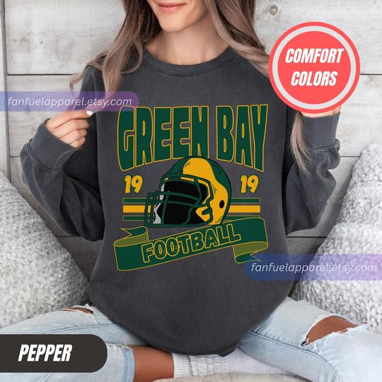 Discover Green Bay Football Vintage Style Comfort Colors Sweatshirt, Retro Green Bay Varsity Crewneck Sweatshirt, Green Bay Long Sleeve FSC8