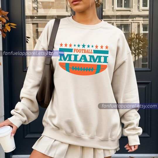 Discover Miami Football Team Dolphins Vintage Sweatshirt, Football Sweatshirt, Football Fan Gifts