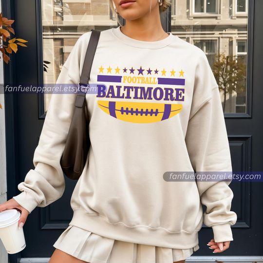 Discover Baltimore Football Team Raven Vintage Sweatshirt, Football Sweatshirt, Football Fan Gifts