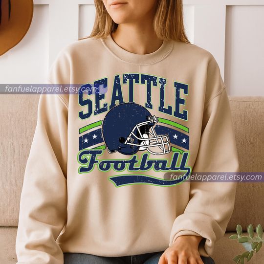 Discover Seattle Football Team Seahawk Vintage Sweatshirt, Football Sweatshirt, Football Fan Gifts