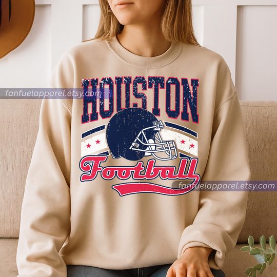 Discover Houston Football Team Texan Vintage Sweatshirt, Football Sweatshirt, Football Fan Gifts