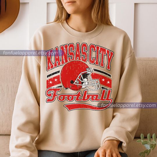 Discover Kansas City Football Team Vintage Sweatshirt, Football Sweatshirt, Football Fan Gifts