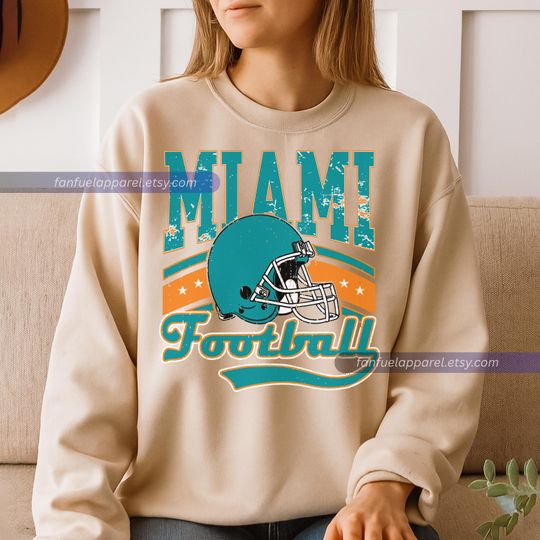 Discover Miami Football Team Dolphins Vintage Sweatshirt, Football Sweatshirt, Football Fan Gifts