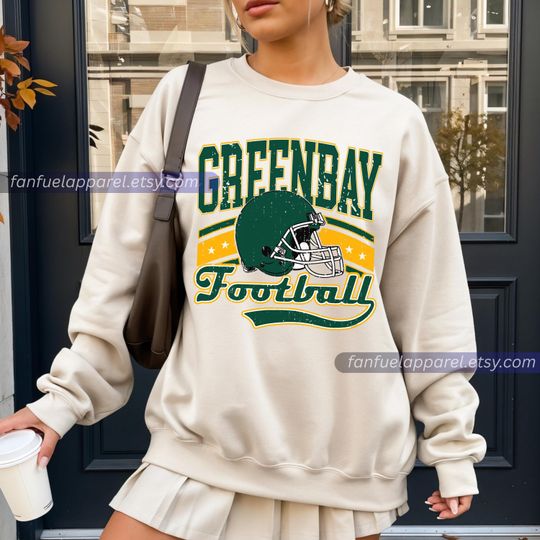 Discover Green Bay Football Team Packer Vintage Sweatshirt, Football Sweatshirt, Football Fan Gifts