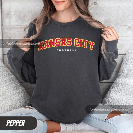 Discover Kansas City Football Comfort Colors Vintage Style Sweatshirt, Kansas City Football Crewneck, Football Sweatshirt, Kansas City Fan Gifts FKC1