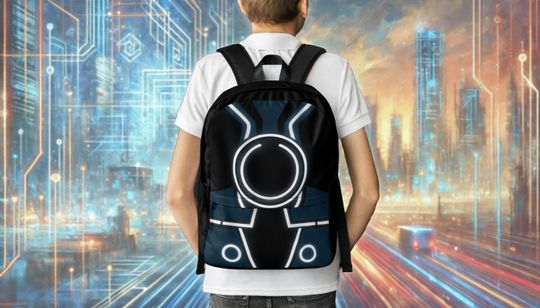 Discover Tron Inspired Backpack | Futuristic Sci-Fi Gamer School Bag for Teens, Boys, Girls | Cosplay Accessories | Theme Park Bag