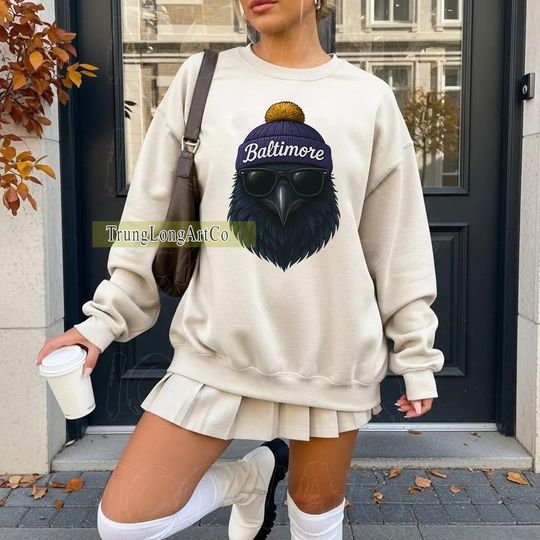 Vintage Baltimore Football Mascot Sweatshirt, Retro Game Day Sweater, Football Fan Gift