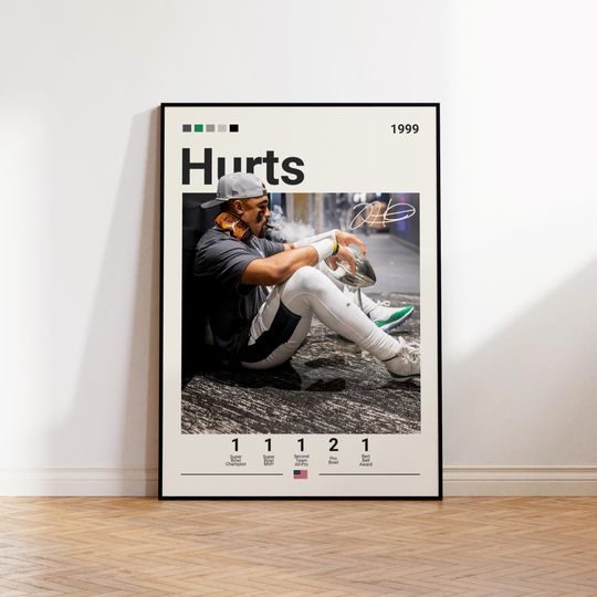 Discover Jalen Hurts Poster, Philadelphia Eagles Poster, football Poster, Sports Poster, football Fans, Football Poster, football Wall Art, Sports Bedroom Posters