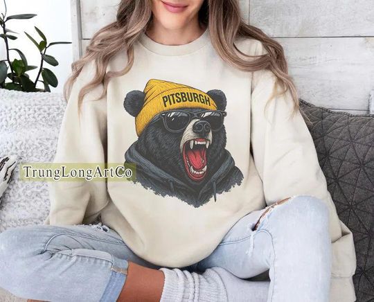 Discover Pittsburgh Football Mascot Sweatshirt, Retro Game Day Sweater, Football Fan Gift