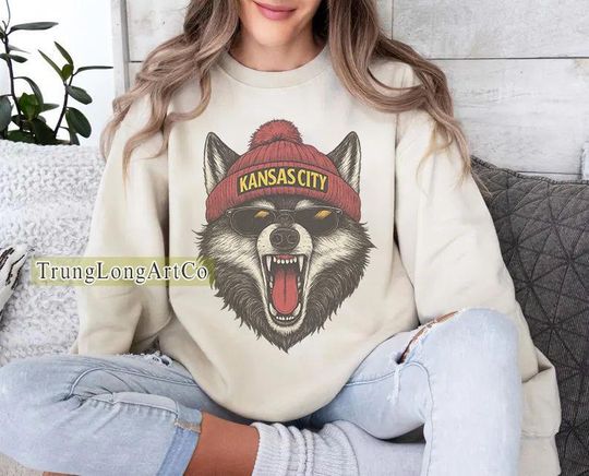 Discover Kansas City Football Mascot Sweatshirt, Retro Game Day Sweater, Football Fan Gift