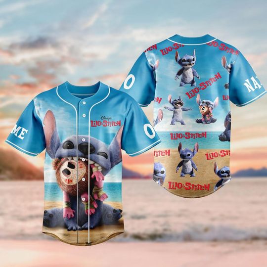 Discover Custom Stitch Movie Baseball Jersey, Disney Lilo And Stitch Baseball Shirt, Disneyland Shirt, Disney World Jersey, Magic Kingdom Gifts