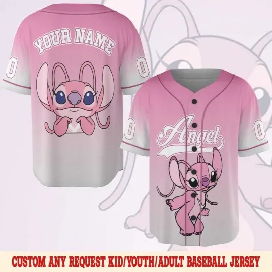 Discover Personalized I'm A Big Fan Of Angel Lilo & Stitch Pinky Baseball Jersey Shirt