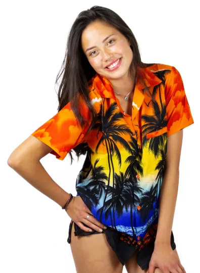 Discover Funky Hawaiian Blouse Beach Orange Different Sizes Hawaiian Shirt