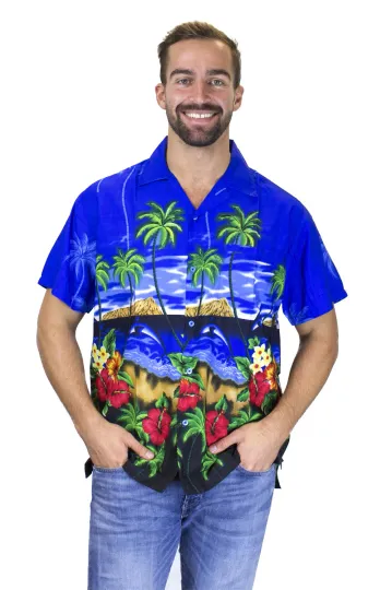 Funky Hawaiian Shirt Dolphin Dark Blue for Men