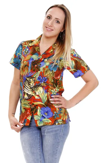 Discover Funky Hawaiian Blouse Jungle Orange Different Sizes Hawaiian Shirt