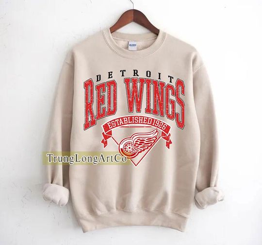 Detroit Hockey Red Team Wings Sweatshirt, Hockey Fan Gift, Game Day Sweatshirt