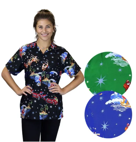 Discover Funky Hawaiian Blouse Christmas Santa Surf Shirt