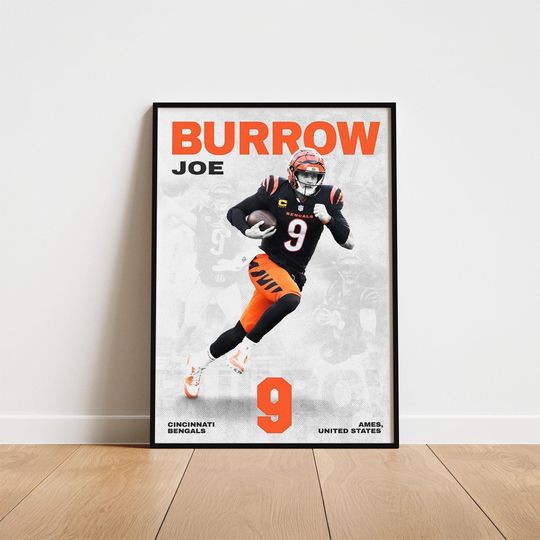 Joe Burrow Football Poster, Cincinnati Bengals Wall Art, Printable Gift for Football Fans