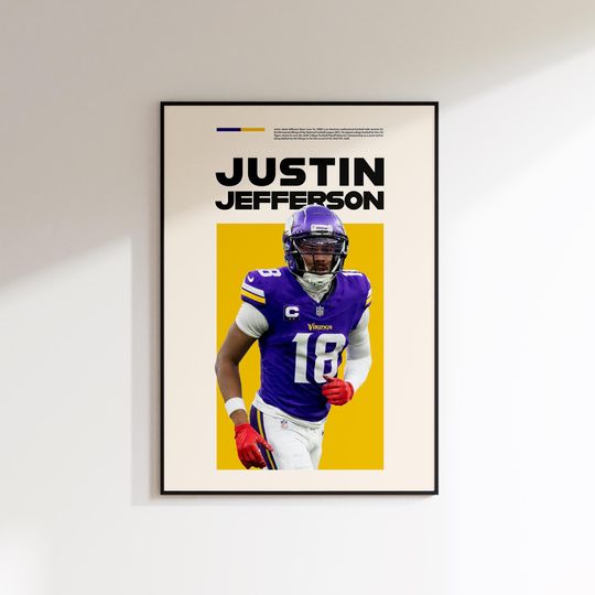 Discover Justin Jefferson Poster, Justin Jefferson Poster, Football Wall Art, Justin Jefferson Printable, Super Bowl Print, Vikings football