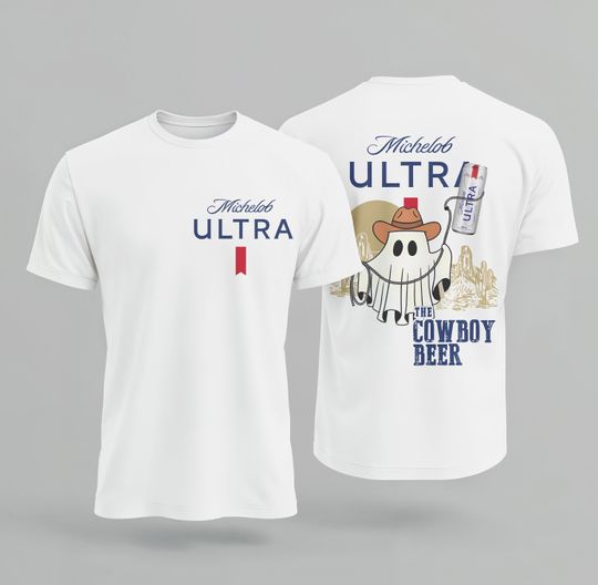 Halloween Boo Ghost Cowboy T-Shirt, Spooky Season Double Sided T-Shirt, Funny Ghost Tee, Trendy Halloween Gift for Her