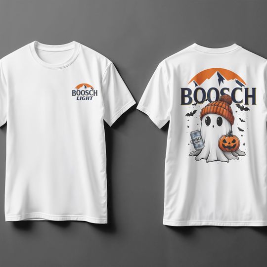 Discover Boosch Light Halloween Ghost Pumpkin T-Shirt, Double Sided Graphic, Funny Halloween Pumpkin Tee, Halloween Gift