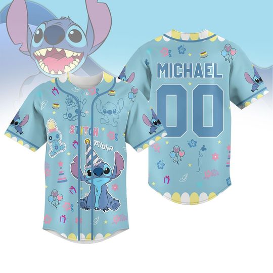 Discover Custom Stitch Birthday Baseball Jersey Shirt, Lilo And Stitch Movie Baseball Shirt, Disney Stitch Jersey Shirt, Disney Family Shirts