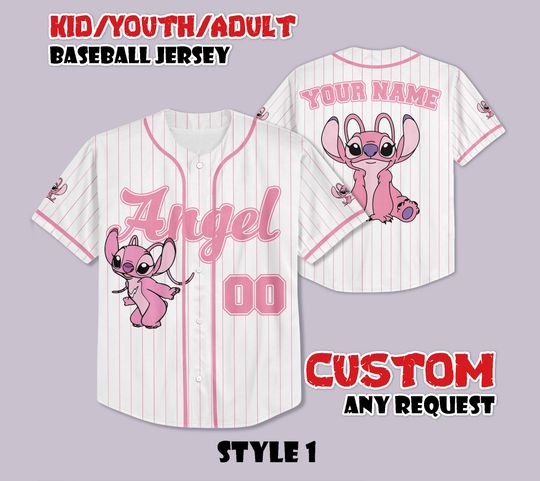 Discover Custom Stitch Angel Baseball Jersey, Disneyland Baseball Shirt, Personalized Disney Stitch Angel Jersey, Magic Kingdom Shirt, Birthday Gifts