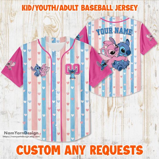 Discover Personalized Stitch and Angel Baseball Jersey: Couple Lovers Shirt