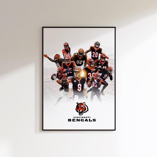 Cincinnati Bengals Print, Cincinnati Bengals Poster Super Bowl Print, Cincinnati Bengals, football Minimal Poster