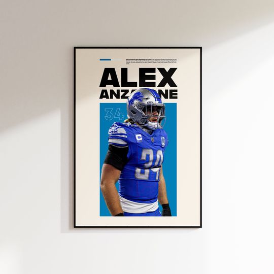 Discover Alex Anzalone Print, Alex Anzalone Poster, Football Wall Art, Alex Anzalone Printable, Super Bowl Print, Detroit Lions, football Playoff